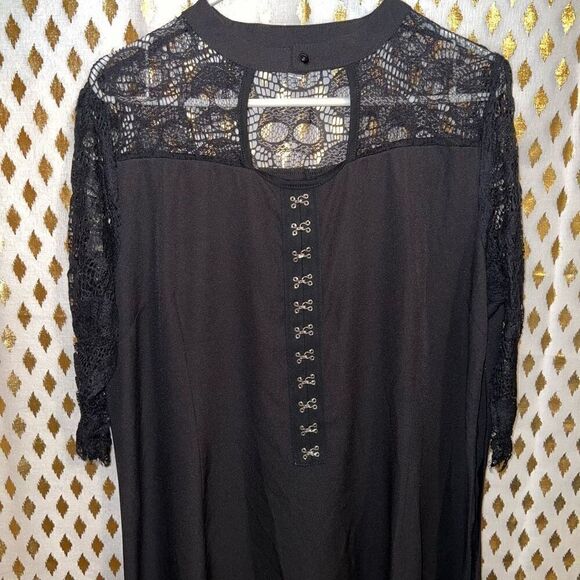 RoseGal black Goth dress with lace skulls high low Rose Gal size 2X - Picture 2 of 7